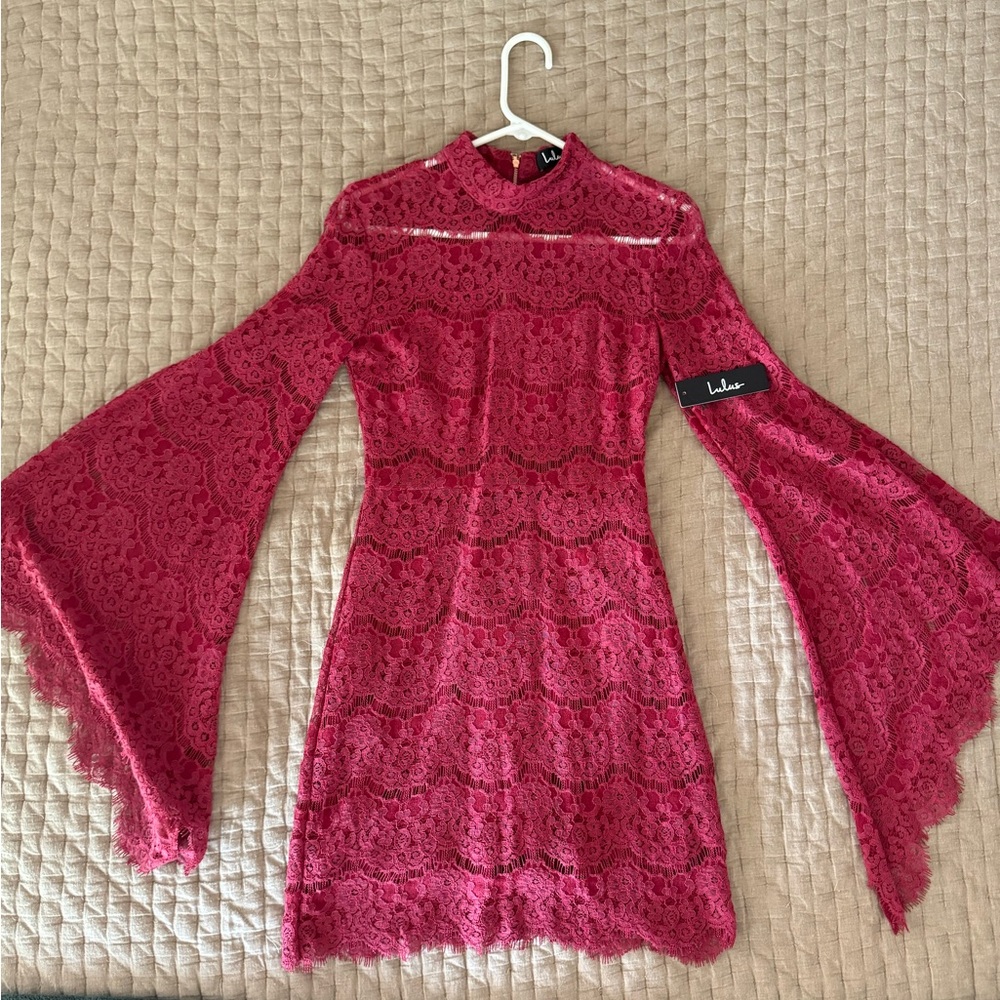 Lulus Burgundy Lace Mini Dress